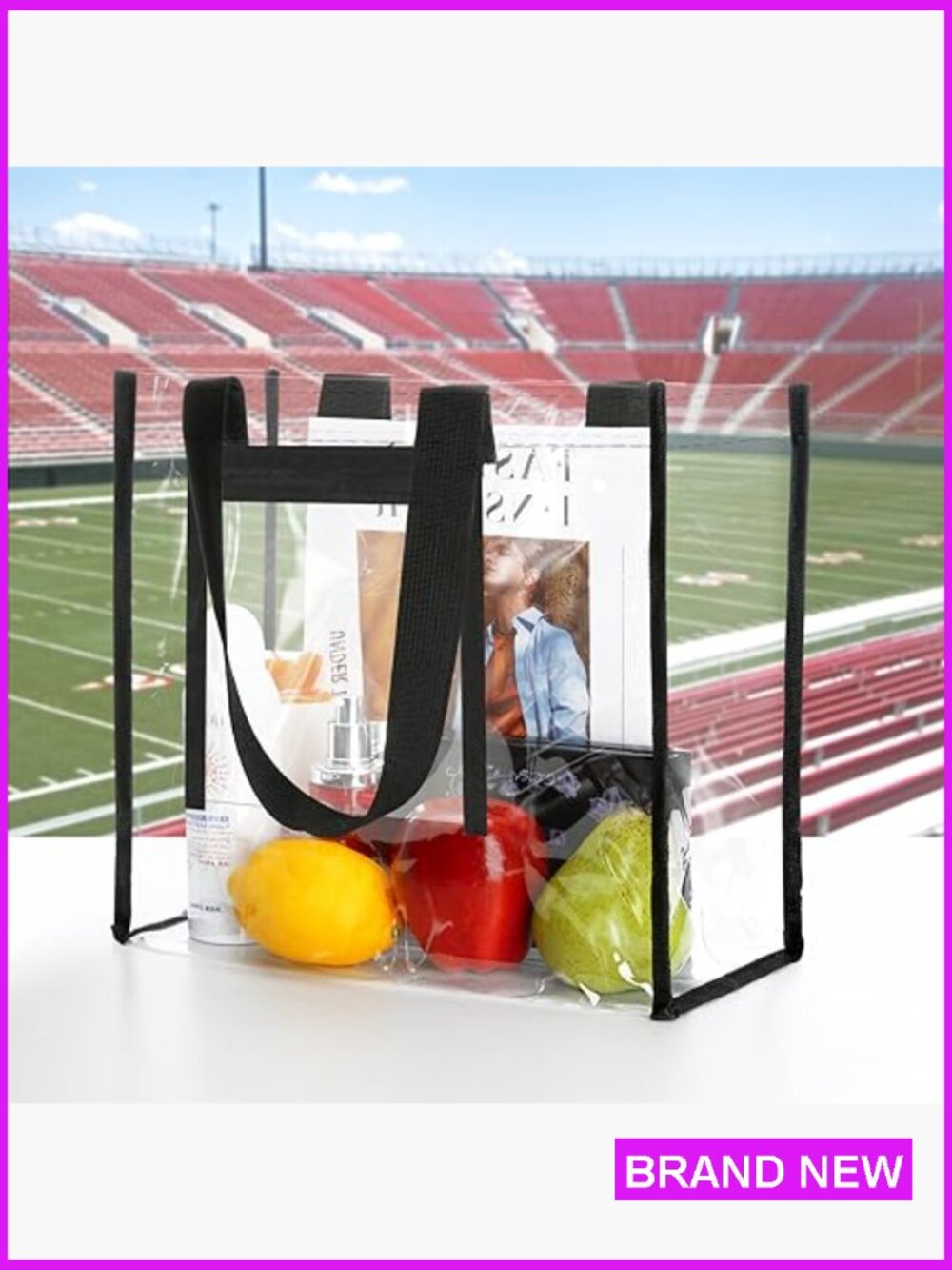 Clear Stadium Approved Tote Bag Set for Concerts & Sports Events, Waterproof PVC - Picture 3 of 7